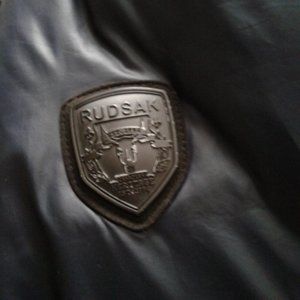 Rudsak woman winter coat size m/lg reall fur , new ,  leather belt, dark  blue